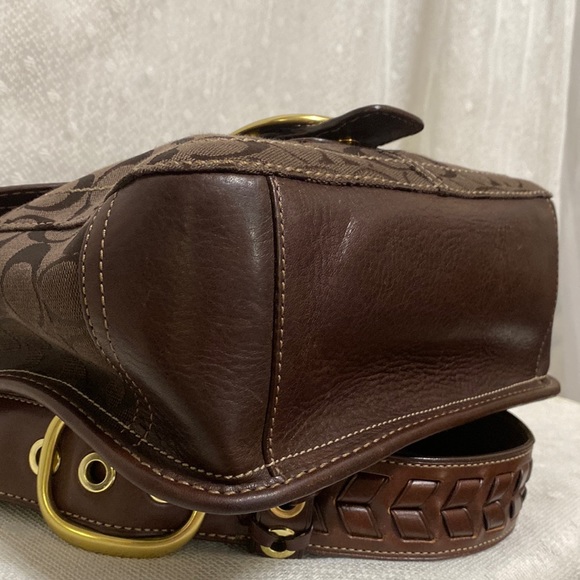 *SOLD*Coach Bleecker 65th Anniversary Jaquared Canvas Leather Shoulder Bag/Brown - Picture 11 of 17